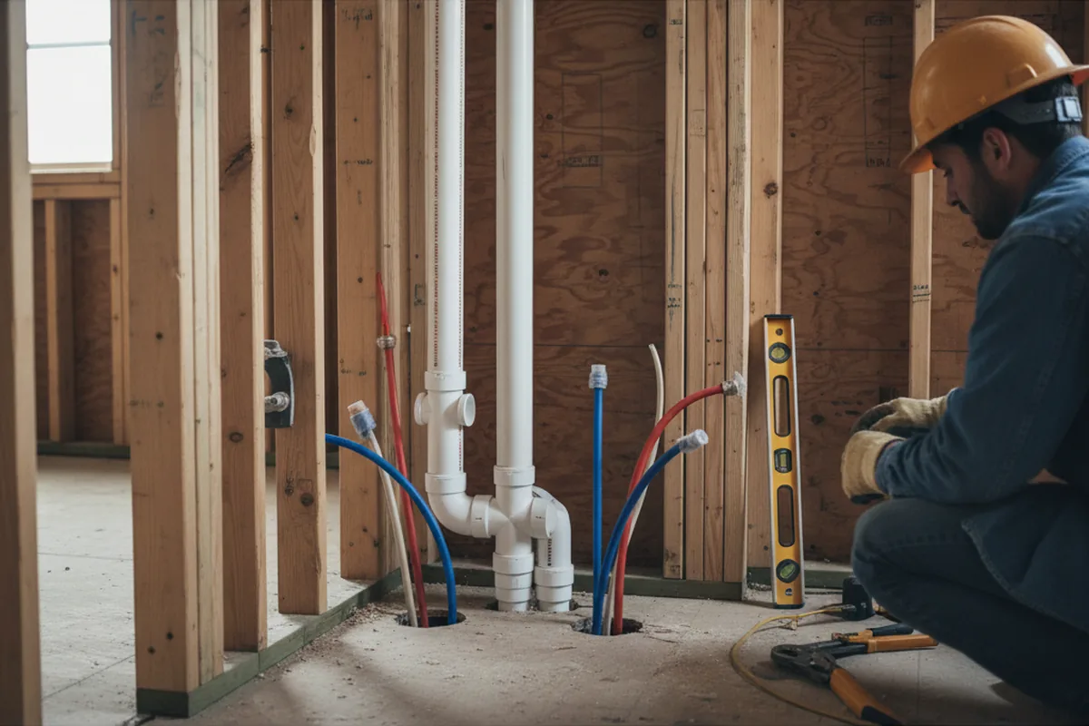 Drain and supply rough-in during Leak Detection in Usaf Academy