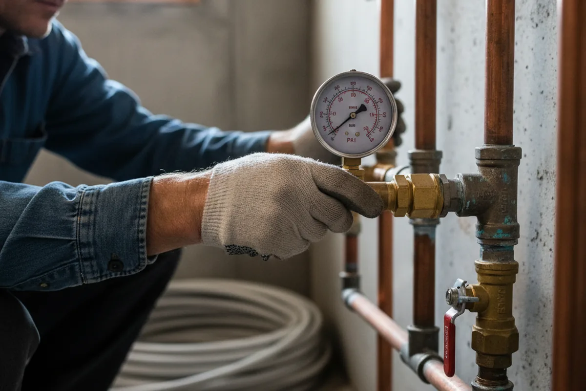 Pressure testing a repaired line during Water Line Repair in Usaf Academy